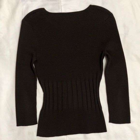 Ribbed Sweater for Women Crew Neck Brown Size Small - Picture 4 of 7